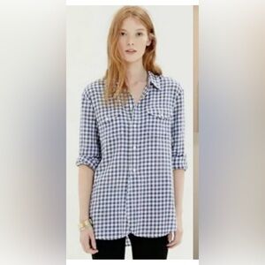 Madewell Blue Checkered Marketplace Popover Buttondown Shirt Medium Cotton